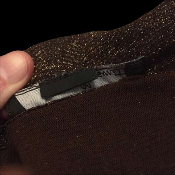 Willi Smith Gold & Brown Sparkle Blouse - Picture 7 of 9